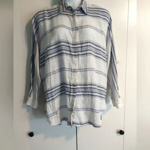 Lauren Ralph Lauren Linen Striped Tunic Top Blouse Beach Nautical XL